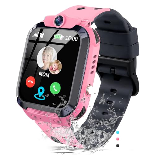 JUBUNRER Reloj Inteligente Niño con GPS y Llamadas SOS Chat de Voz Despertador Cámara Juego Resistente Al Agua Modelo de Clase Smartwatch para Niños Reloj Inteligente Niña 3 4 5 6 7 8 9 10 11 12 Años