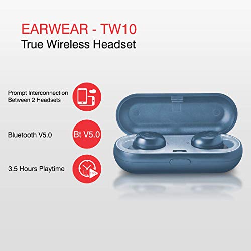 Image of iBall EarWear TW10 in-Ear Bluetooth Wireless Headphones with Protective Charging Case - Steel Blue