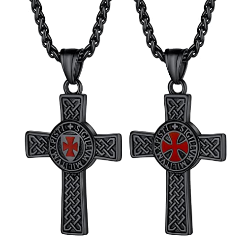 PROSTEEL Colgante Cruz Celta Con Cruz Templaria Caballero Cruzadas, Negro