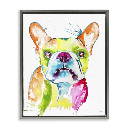 Modern French Bulldog Portrait, 25 x 31 Inch Canvas in Floater Frame