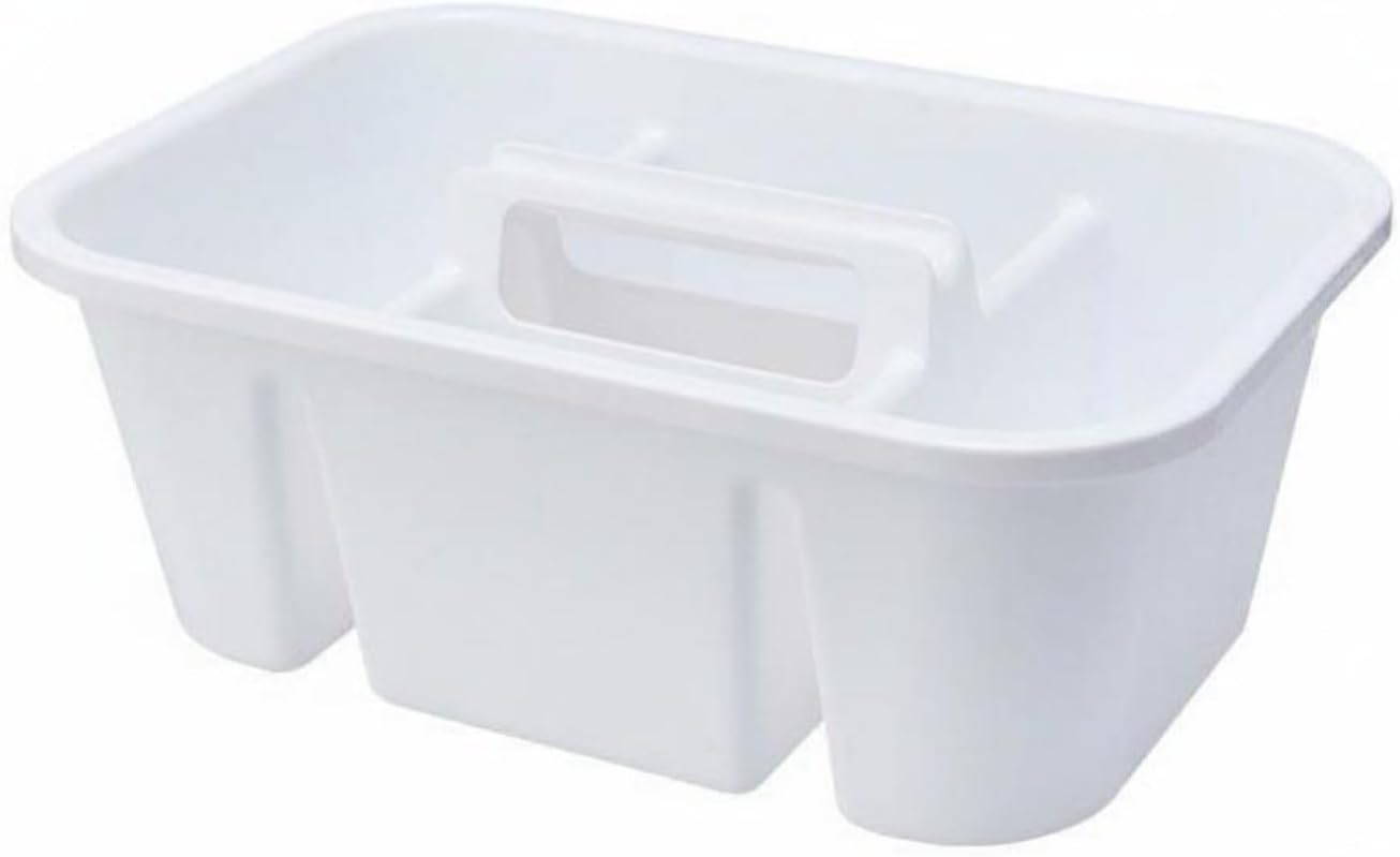 Hotel Storage Basket Multipurpose Handheld Organizer Sturdy PP Construction Keeps Supplies Bottles and Tools in One Place Suitable for Home Restaurant and Laundry Room, White
