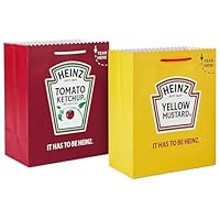 Hallmark Heinz 13" Large Gift Bags (2 Bags: Ketchup and Mustard) for Birthdays, Father's Day, Fourth of July