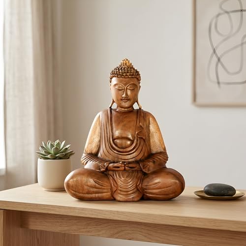 Estatua Buda de Madera G6 Collection 12 pulgadas miniatura 2