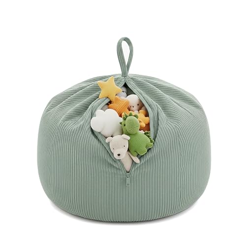 Gutekissen Kinder Sitzsack-Bezug für Stofftiere 85×85×50 cm - Spielzeug Aufbewahrung für Kinderzimmer - Kuscheltier-Organizer für Plüschtiere & Decken - Oeko-Tex Stoff Reißverschluss (Grün)