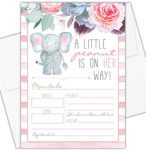 Elephant Baby Shower Invitations - Set of 20 with envelopes