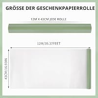 woric 43cmx12m Geschenkpapier Salbeigrün Rolle, Geschenkpapier Perlglanz | Geschenkpapier Einfarbig Perlglanz Geschenkpapierrolle für Weihnachten Hochzeit Taufe Geburtstag – Ansicht 2