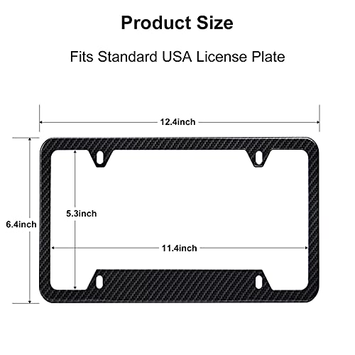 Carbon Fiber License Plate Frames, 2 Packs Black Aluminum Metal Car License Plate Holders Front & Rear, 4 Holes Truck Licenseplate Bracket, Car Plate Cover & Frames 6.3 X 12.2 Inch #TOP2