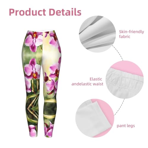 Leggings de compresión de mujer con estampado de orquídeas mallas suaves para deporte 6