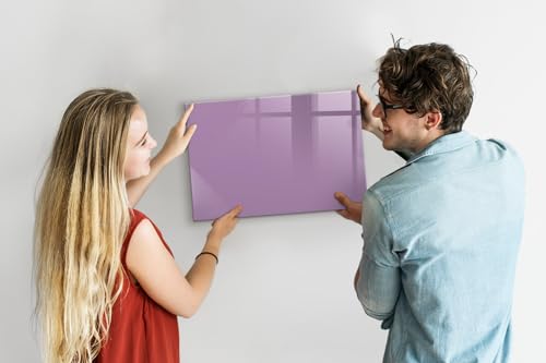 Mural de pared de cristal templado lila 60x40 con tablero imantado de alta resistencia 3