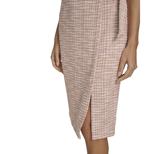 Image of Calvin Klein Women's Cap Sleeve Belted Knee Length Tweed Sheath Dress