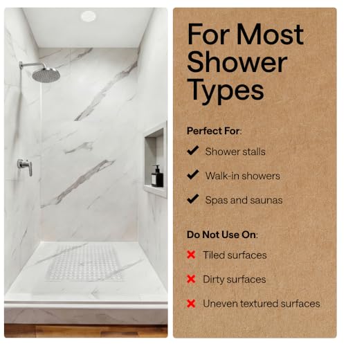 Image of GORILLA GRIP Patented Square Shower Stall Mat, Small Bathtub Floor Mats for Stand Up Showers with Suction Cups and Drainage Holes, Machine Wash, Soft on Feet, Bathroom Accessories 21x21 Inch, Clear