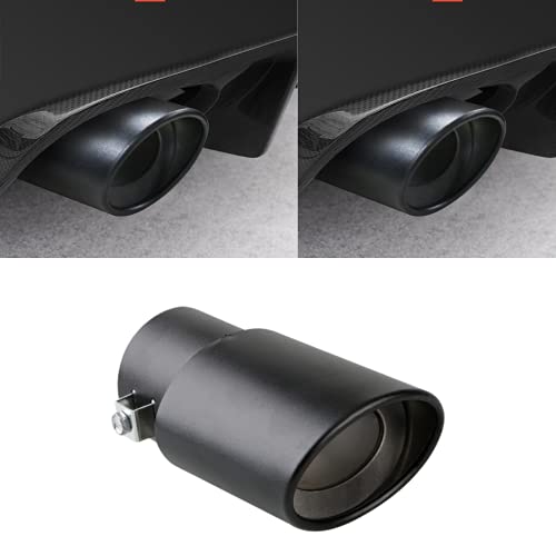 idain Stainless Steel Bolt-On Car Exhaust Tail Muffler Tip Black Pipes Universal Fit Pipes Diameter 1 1/2" to 2 1/4" (Straight)