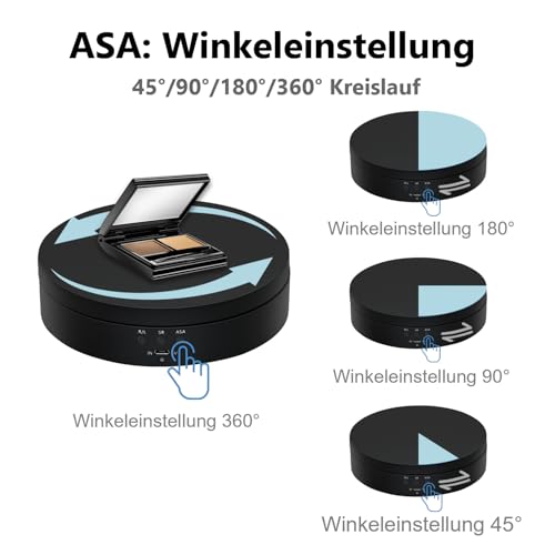 Mcbazel Drehteller Elektrisch 360 Grad Elektrischer Drehteller 13.8cm Motorisierter Drehständer Display-Tisch zur Präsentation von Schmuck, Uhren, digitalen Produkten（Schwarz）