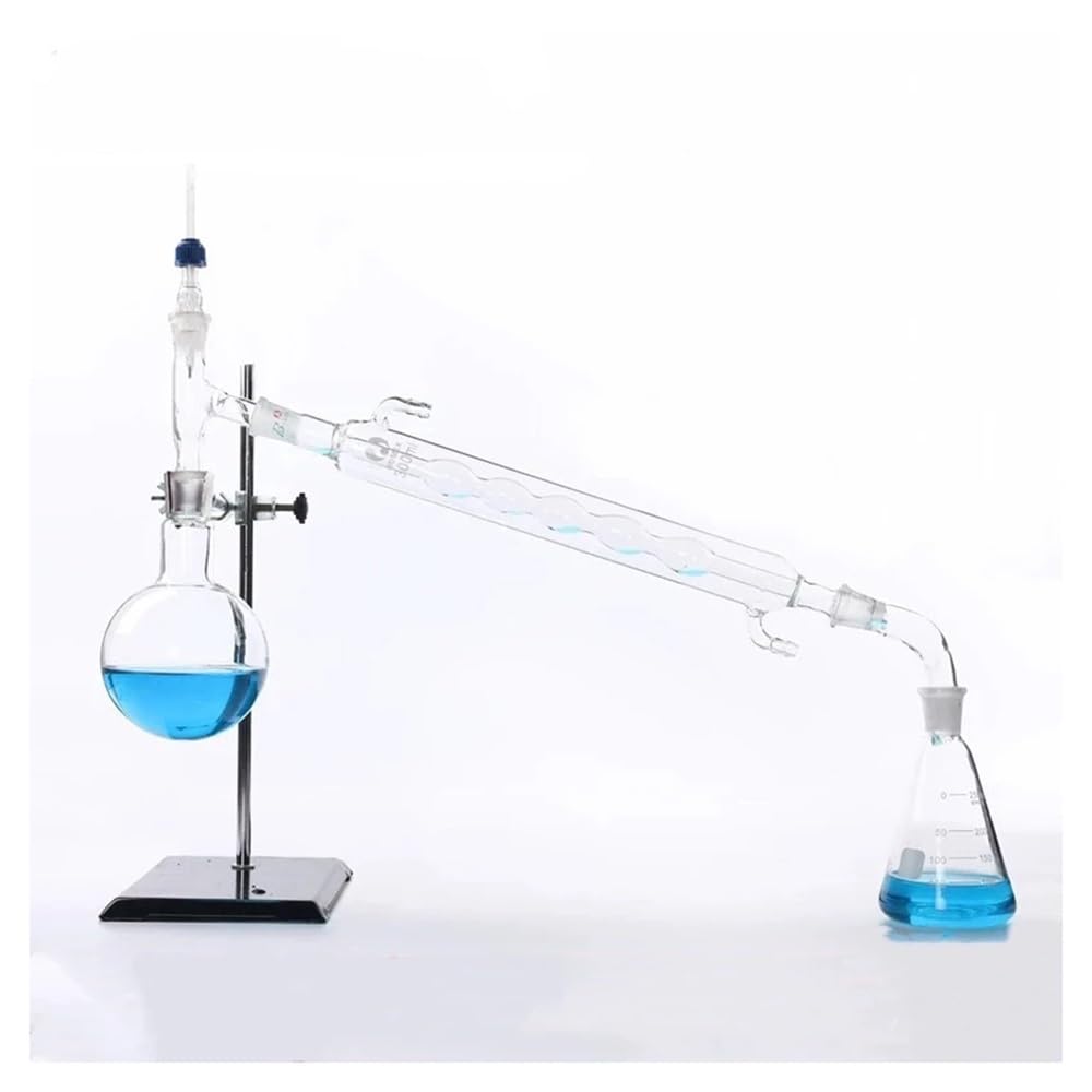 Instrumentos y Equipos de Laboratorio Kit de cristalería de laboratorio de 500 ml y 1000 ml, aparato de destilación de vidrio, 24/29 de laboratorio(500ml)