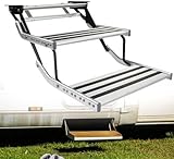Escaleras retráctiles manuales/eléctricas, aleación de aluminio plegable, capacidad de carga de 440 libras, adecuadas para caravanas, remolques y campistas