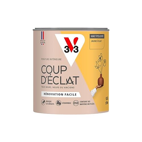 V33 Peinture murale intérieure Coup d'Éclat® Jaune éclat Mat Poudré 0,5L