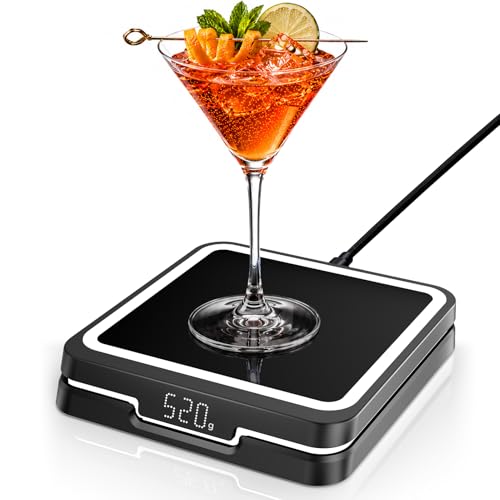 KAVAZ Smart Cocktail Maker with LED Pour Guidance App-Controlled Drink Mixing Assistant 3000+ Cocktail Recipes Smart Coaster for Home Bar Cool Gadget Gift for Men Dad Husband(Black)