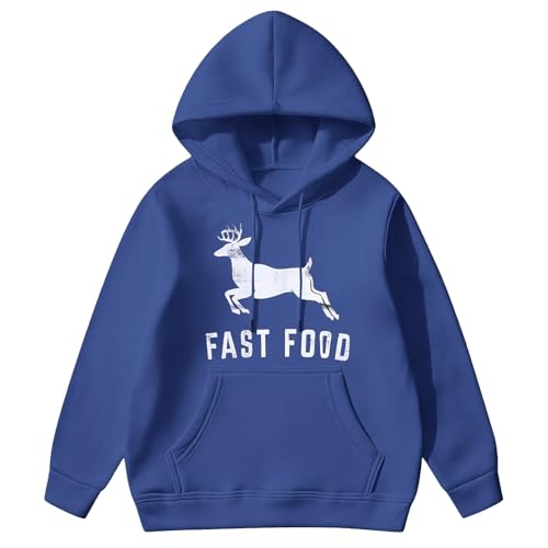 Sudadera con capucha para hombre en estilo americano ideal para el invierno azul XL