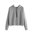 MakeMeChic Women's Solid Long Sleeve Slit Back Pullover Casual Loose Hoodie Sweatshirt