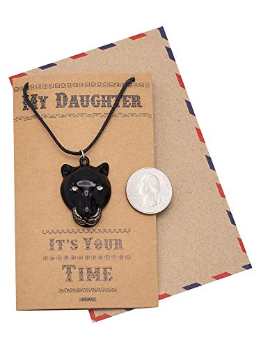 quan jewelry Black Panther Inspired Pendant Daughters Necklace, Handmade Charm, Gifts for Him & Her, Black Cat Lovers, with Inspirational Quote Card for Daughter Gift4