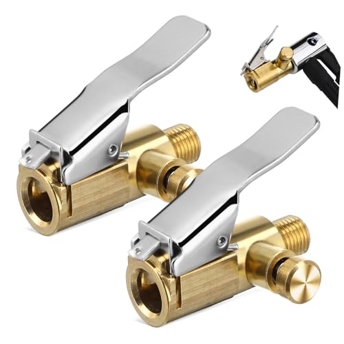 SEWOART Universal Fit Air Chuck Tire Inflator Nozzle 2 Pack for Car Air Compressor Secure Locking for Fast Tire Filling Sturdy Copper Made