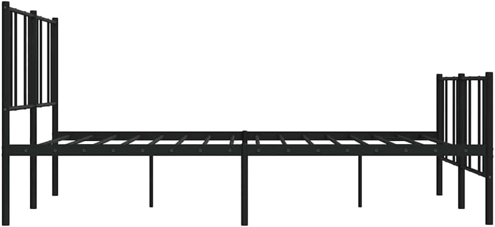 vidaXL 12 Inch California King Metal Bed Frame with Headboard & Footboard, No Box Spring Needed, Noise Free Platform Bed Frame with Steel Slats, Easy Assembly, Under Bed Storage, Minimalist, Black