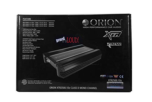 Orion Xtr2500.1Dz Monoblock Class D High Performance Amplifier With Remote Subwoofer Level Control, 2500W Rms #TOP5