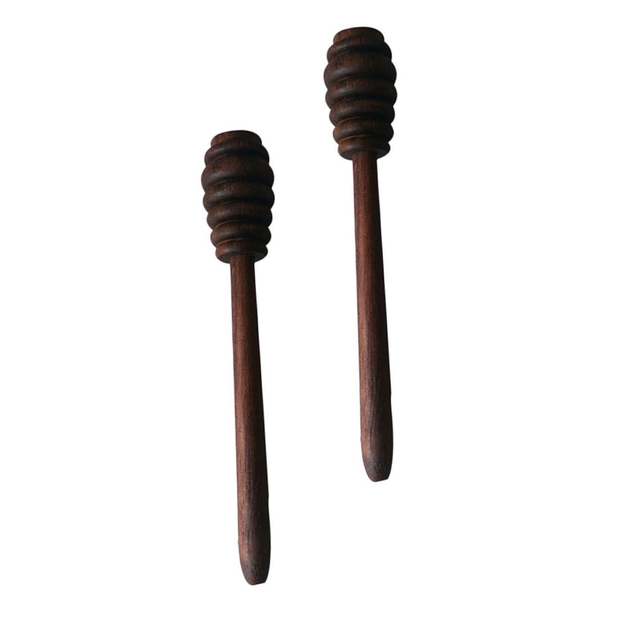 GRIRIW 2Pcs Honey Dipper Sticks Honey Stirring Wands with Deep Grooves for Drizzling for Tea Toast and Party Favors