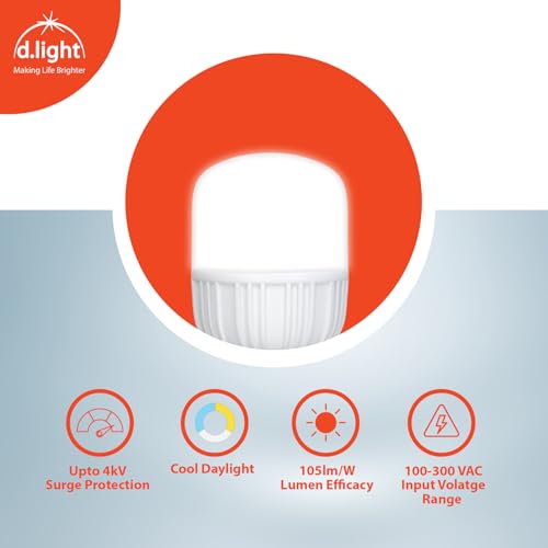Image of D.LIGHT 15W LED Bulb Color for Home & Office |B22 LED Bulb Base | High Voltage Protection |Eco Friendly Energy Efficient | Pack of 2