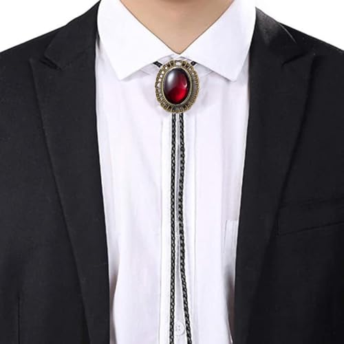 Image of AZORA Western Cowboy Bolo Tie Men Leather Necktie Leather Cord Turquoise Stone Bolo Ties for Men Women