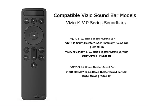 Oem Replacement Bluetooth Backlit Display Sound Bar Remote Controller Fit For Vizio 5.1.2 And 5.1.4 Premium Sound Bar Home Theater System(M512A-H6, M512A-H6, P514A-H6) #TOP2