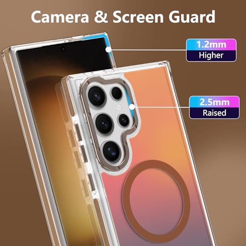 Image of Magnetic Case for Samsung Galaxy S23 Ultra [Compatible with Magsafe] [Cute Fashion Fluorescent Design] [1 Screen Protector] Slim Translucent Matte Case for Galaxy S23 Ultra 6.8 inch, Desert