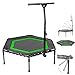 SportPlus Trampolino Fitness pieghevole Ø 126cm, Sospensione Silenziosa con Cavo di Gomma, Impugnatura Regolabile in Altezza in 5 Posizioni, incl. Copertura dei Bordi, Peso Utente fino a 130 kg