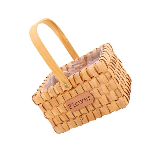 Amosfun 1Pc Handmade Flower Basket Decorative Storage Container for Weddings Home Decor Creative Woven Flower Holder Arrangements