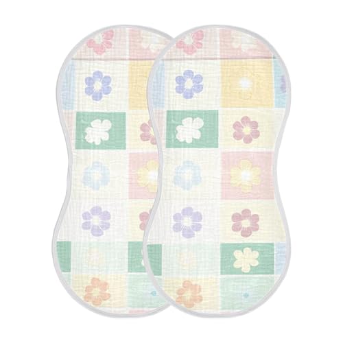4 Pack Small Flowers Muslin Burp Cloths Cotton Absorbent Baby Burping Rags for Boys Girls Soft Newborn Burp Bibs, 22 x 11 Inch2