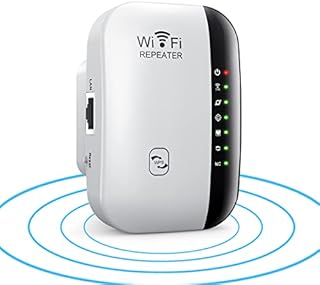 WiFi Range Extender, WiFi Signal Booster up to 300Mbps, 2.4G High Speed Wireless WiFi Repeater with Integrated Antennas Ethernet LAN Port, Integrated Antennas, Support AP/Repeater Mode-Up, UK Plug
