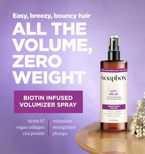Soapbox Lift Me Up Volumizing Hair Treatment, Lightweight Volumizing Hairspray with Biotin, Natural Volume Spray for Hair, Harsh Sulfate Free, Silicone Free, Color Safe, and Vegan Products, 8 Ounces - Thumbnail 6