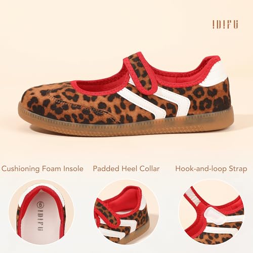 Image of IDIFU Mary Jane Sneakers for Women Retro Fashion Casual Ballet Flats | Lightweight Memory Foam Insole Non-Slip Hook and Loop Spring Tennis Walking Shoes