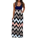 Amandaz Gestreiftes Maxi-Sommerkleid für Damen, ärmelloses, langes, lockeres Kleid in Übergröße, Damen-Strandabnutzung, Hemdkleid, Bluse, Kleid, Kleidung, langes Skaterkleid, Weibliche Partykleider