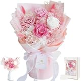 Fiorifiore 2025新登場 母の日 プリザーブドフラワー ブーケ 4輪 薔薇花束 自立式 ギフトボックス付き 誕生日 結婚祝い プレゼントに最適 インテリアドライフラワー Rosielle