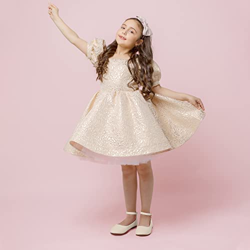 PANDANINJIA Girls Dress Shoes, Girls Flats Mary Jane Princess Shoes Wedding Party School Flower Ballet Shoes for Girls Kids Toddler4