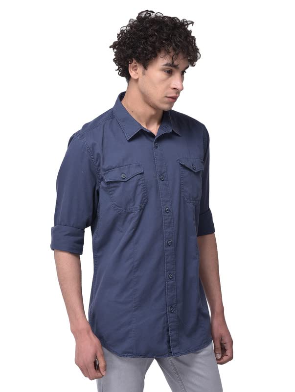 Image of Woodland Mens Cotton Printed Casual Regular Fit Full Sleeves Shirt