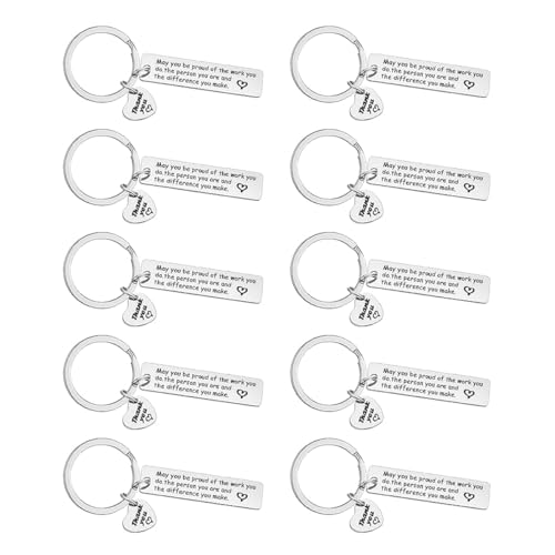 Durlo 10 Stück Dankeschön-Geschenk „Mögen Sie stolz auf die Arbeit sein, die Sie tun“ Schlüsselanhänger, Anerkennungsgeschenke, Splitter-Danke-Schlüsselanhänger für Lehrer, Berater, Ärzte