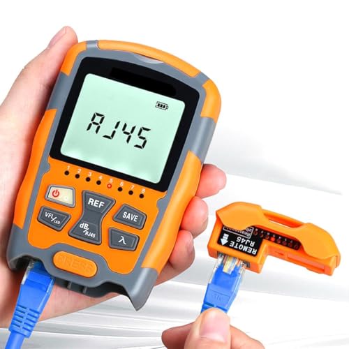 POFET Glasfaserkabeltester Tragbarer Glasfaser-Leistungsmesser FC/SC/ST Universeller Schnittstellen-Fasertester Eingebauter visueller 2-MW-Fehlerorter (OPM&VFL)