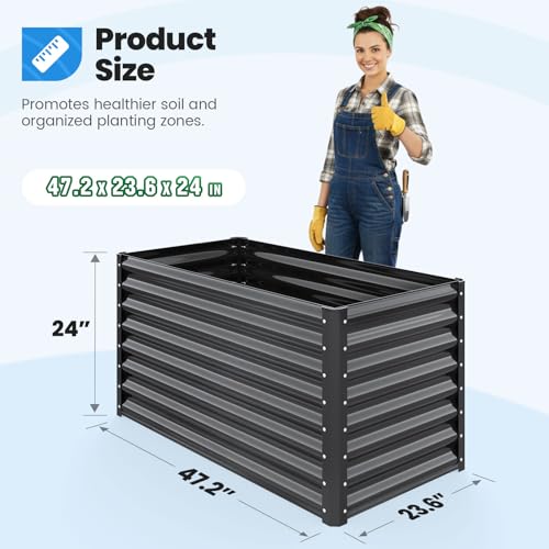 Image of Quictent Galvanized Raised Garden Bed 4x3x1 Ft Metal Planter Box for Vegetables Bottomless for Backyard Dark Grey 2PCS