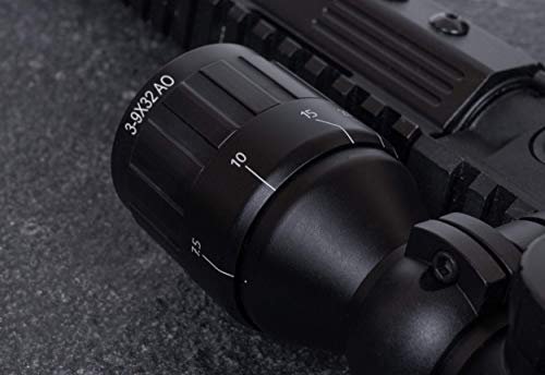 Monstrum 3-9x32 AO Rifle Scope with Illuminated Range Finder Reticle and Parallax Adjustment | Black