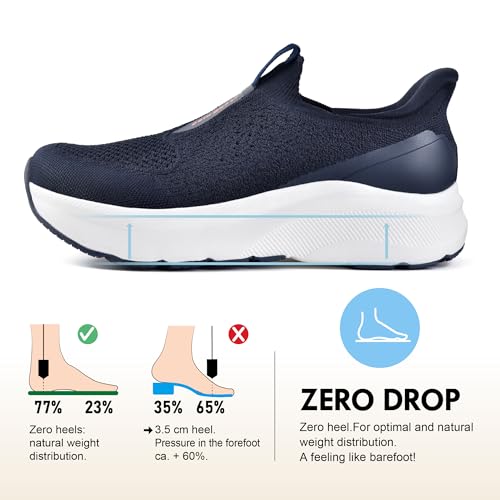 Image of JACKSHIBO Men's Wide Toe Box Slip in Free up Walking Shoes Cushioned | Orthopedic Walking Shoes,Arch Support,Zero Drop,Soft Knit,Light Cushion Sole,Slip On Casual Comfortable Design