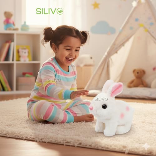Image of Interactive Walking Hopping Bunny Toy with Sounds | Jumping Rabbit with Wiggling Ears, Twitching Nose & Mouth | Educational Plush Pet Toy for Babies & Kids (Multi Color)