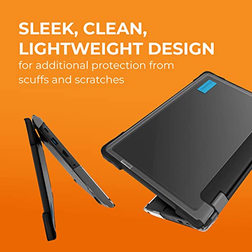 Image of Gumdrop SlimTech Custom Case Fits Lenovo 300e Chromebook 2nd Gen Intel (2-in-1) - Lightweight Protection Rubberized Thread Seamless Asset Tagging Embellishment Friendly Case for School or Work-Black