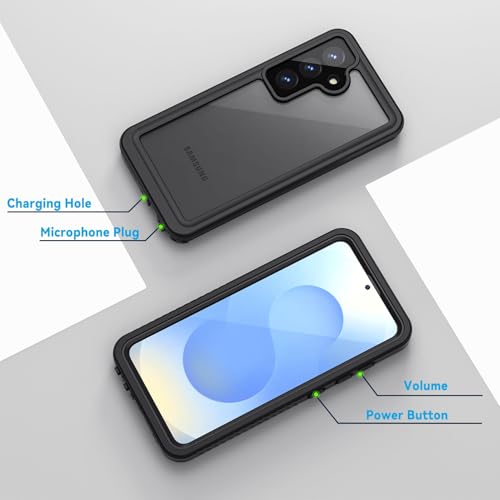 Image of Lanhiem for Samsung Galaxy S25 Phone Case, IP68 Waterproof Dustproof, Built-in Screen Protector, Rugged Full Body Shockproof Protective Cover for Galaxy S25, Black